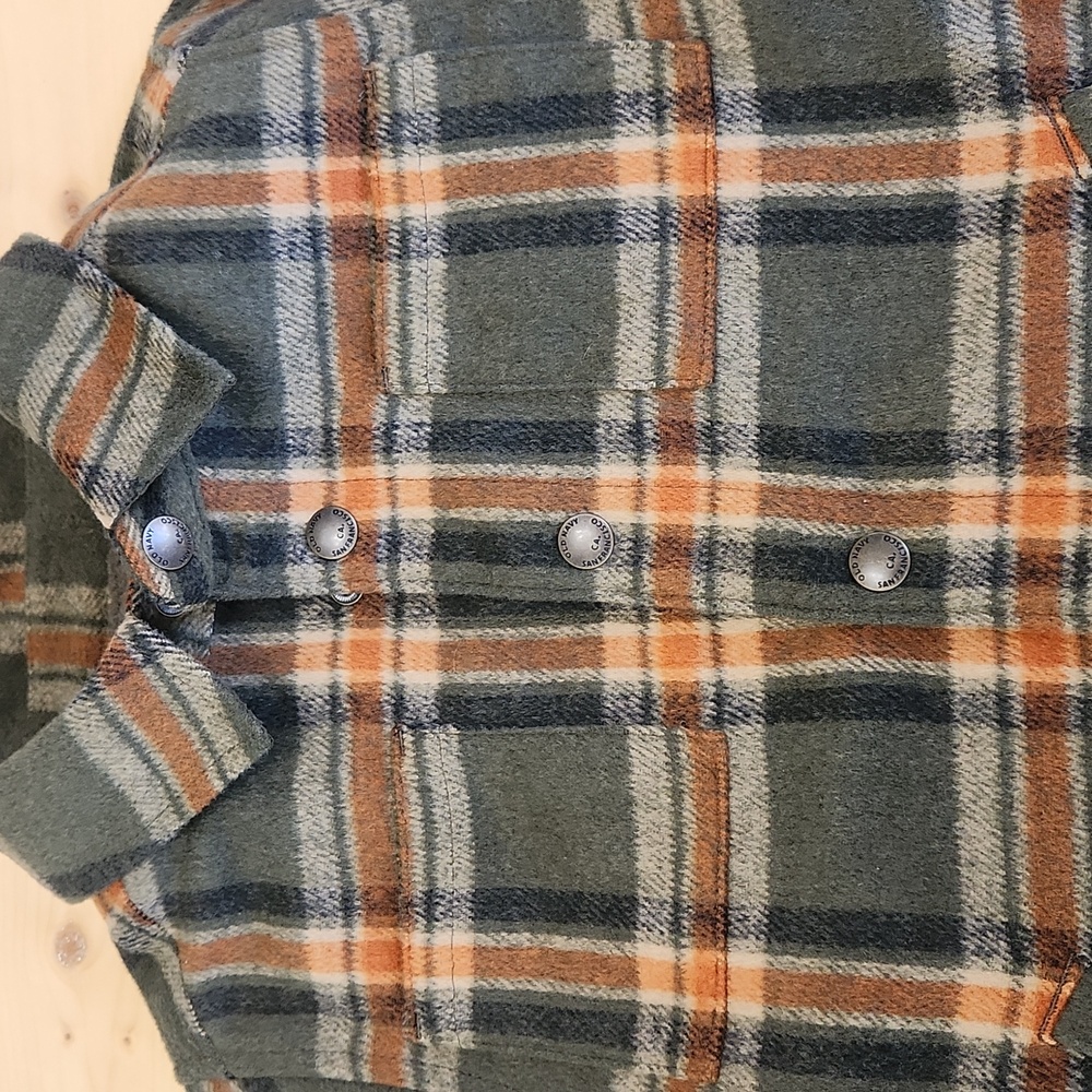 Old Navy Toddler Sherpa Lined Plaid Jacket Shirt Snap Buttons Pockets 4T - Picture 2 of 14